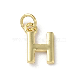 Rack Plating Brass Charms, Cadmium Free & Lead Free, Long-Lasting Plated, Real 18K Gold Plated, Letter H, 12x8x1.5mm, Hole: 3.2mm(KK-P245-06G-H)