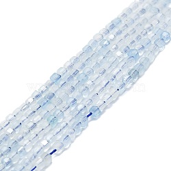 Grade A Natural Aquamarine Beads Strands, Faceted, Cube, 2x2x2mm, Hole: 0.6mm, about 182pcs/strand, 15.16''~15.55''(38.5~39.5cm)(G-P457-B01-09)