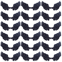 50Pcs PU Leather Ornament Accessories, Embossed Angel Wing, Black, 38x69x1.3mm(DIY-GF0007-95)