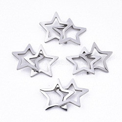 Tarnish Resistant 201 Stainless Steel Linking Rings, Quick Link Connectors, Laser Cut, Star, Stainless Steel Color, 11x12x1mm, Inner Diameter: 6.5x7mm, about 2pcs/set(STAS-N091-130)