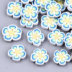Handmade Polymer Clay Cabochons, Flower, White, 8~10x8~10.5x2mm, about 5200pcs/1000g(CLAY-T016-44A)