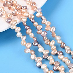 Natural Cultured Freshwater Pearl Beads Strands, Two Sides Polished, Top Drilled, Mixed Color, 5~9x4~5.5x2.5~5mm, Hole: 0.6mm, about 89~92pcs/strand, 14.76~15.16 inch(37.5~38.5cm)(PEAR-N014-04P)