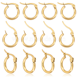 Ring 304 Stainless Steel Hoop Earrings, Golden, 12 Gauge, 15x2mm, Pin: 1x0.7mm, 12pairs/box(EJEW-UN0001-05-11G-A)