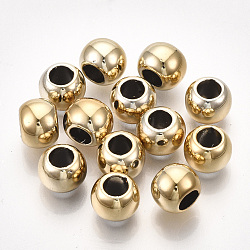 UV Plating ABS Plastic European Beads, Large Hole Beads, Round, Golden, 8x6mm, Hole: 4.5mm(CCB-S162-28G-02)