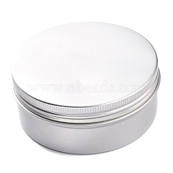 (Defective Closeout Sale:Scratch and Bump), Round Aluminium Tin Cans, Storage Containers for Jewelry Beads, Candies, with Screw Top Lid, Platinum, 10.2x4.65cm(CON-XCP0001-45)