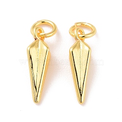 Brass Charms, with Jump Ring, Cadmium Free & Lead Free, Cone, Real 18K Gold Plated, 14x5x5mm, Hole: 3mm(KK-G418-15G)