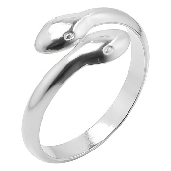 Vintage Stainless Steel Snake Couple Rings, Open Cuff Rings for Men and Women, Stainless Steel Color
