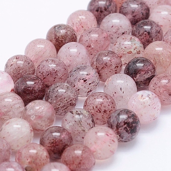 Natural Strawberry Quartz Beads Strands, Round, 6mm, Hole: 1mm, about 65pcs/strand, 15.7 inch(40cm)