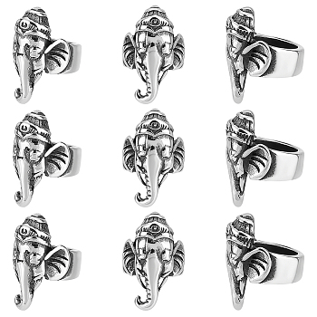 304 Stainless Steel Beads, Elephant, Antique Silver, 18x11.5x14mm, Hole: 8mm, 10pcs/box