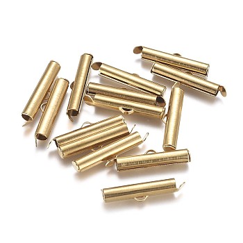 Brass Slide On End Clasp Tubes, Slider End Caps, for Ball Chains, Golden, 23x5.5x4mm, Hole: 1mm, Inner Diameter: 3mm