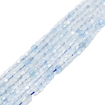 Grade A Natural Aquamarine Beads Strands, Faceted, Cube, 2x2x2mm, Hole: 0.6mm, about 182pcs/strand, 15.16''~15.55''(38.5~39.5cm)