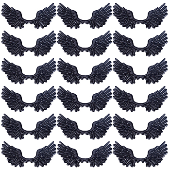 50Pcs PU Leather Ornament Accessories, Embossed Angel Wing, Black, 38x69x1.3mm