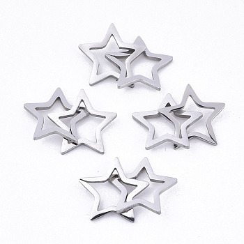 201 Stainless Steel Linking Rings, Quick Link Connectors, Laser Cut, Star, Stainless Steel Color, 11x12x1mm, Inner Diameter: 6.5x7mm, about 2pcs/set