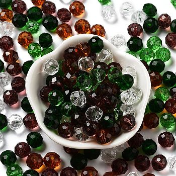 Glass Beads, Faceted, Rondelle, Olive Drab, 10x8mm, Hole: 1mm, about 560pcs/500g