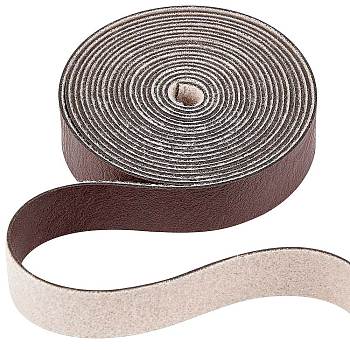 PU Imitation Leather Cord, for Clothing, Flat, Coconut Brown, 12.5x1.2mm, about 2.19 Yards(2m)/Roll