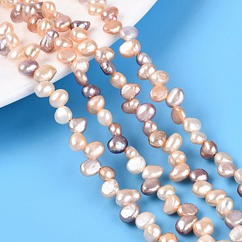 Natural Cultured Freshwater Pearl Beads Strands, Two Sides Polished, Top Drilled, Mixed Color, 5~9x4~5.5x2.5~5mm, Hole: 0.6mm, about 89~92pcs/strand, 14.76~15.16 inch(37.5~38.5cm)