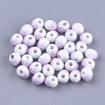 Handmade Porcelain Beads, Crackle Beads Style, Oval, Plum, 9.5~10.5x12~13x10.5mm, Hole: 2.5~3mm