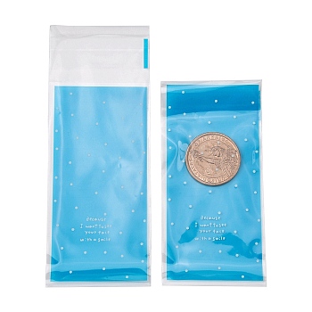 Rectangle Plastic Cellophane Bags, for Lipstick Packaging, Polka Dot Pattern, Deep Sky Blue, 13x5cm, Unilateral Thickness: 0.035mm, Inner Measure: 10x5cm, about 96~100pcs/bag