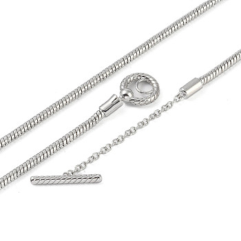 Brass Necklace Makings, Round Snake Chains, Platinum, 20.31 inch(51.6cm)