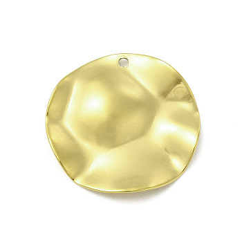 Textured 201 Stainless Steel Pendants, Golden, Flat Round, 22x22x1.5mm, Hole: 1.2mm
