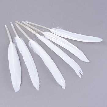Goose Feather Costume Accessories, Dyed, White, 100~175x13~25mm