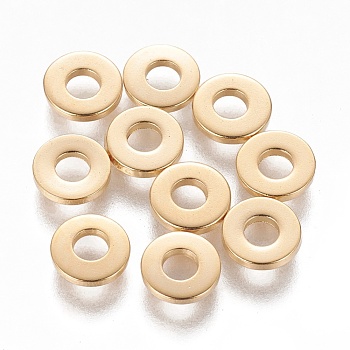 201 Stainless Steel Spacer Beads, Donut, Golden, 6.5x1mm, Hole: 2.5mm