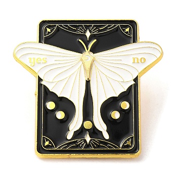 Rotatable Pointer Butterfly Talking Board Enamel Pins, Alloy Brooch for Clothes Backpack, White, 49x50.5x1.7mm