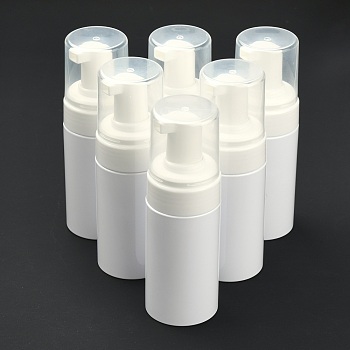 100ml Refillable PET Plastic Foaming Soap Dispensers, with PP Plastic Pump for Shower, Liquid Soap, White, 14.1x4.7cm, Capacity: 100ml(3.38 fl. oz)