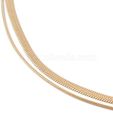 316 collier double couche de chaînes serpent et chevrons ronds en acier inoxydable pour femmes hommes(NJEW-C025-01G)-2