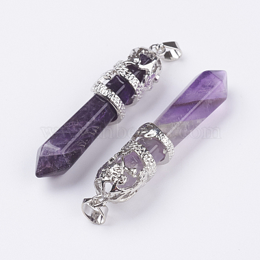 Natural Amethyst Big Pointed Pendants(G-G738-A-19)-2