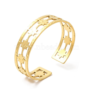 placage ionique (ip) 304 bracelets à manchette ouverte en acier inoxydable(BJEW-L682-026G)-3