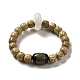 Bracelets extensibles en perles d'agate naturelle et de jade blanc et de lune et d'étoile bodhi(BJEW-B080-04)-1