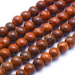 Natural Wood Beads Strands, Round, 4mm, Hole: 1mm, about 98pcs/strand, 15.55 inch(39.5cm)(WOOD-P011-06-4mm)