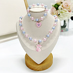 Plastic Beaded Pendant Necklace & Beaded Charm Bracelet, Kid Jewelry Sets, 420mm & 160mm(FS-WG6D3EF-05)