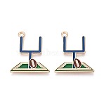 Alloy Enamel Pendants, Rugby Charms, Golden, Dark Khaki, 24.5x21.5x1mm, Hole: 1.6mm(ENAM-T025-02G-12)