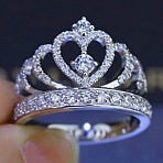 Fashionable Alloy Rhinestone Finger Rings, Crown, Crystal, US Size 9(18.9mm)(FS-WG5016E-03)