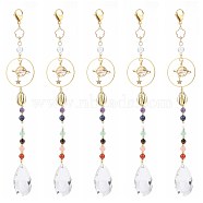 Glass Teardrop Chandelier Pendant Decorations, Hanging Suncatchers, Chakra Gemstone and Flower Planet Link for Home Office Garden Decoration, Gainsboro, 220mm(HJEW-JM00854)