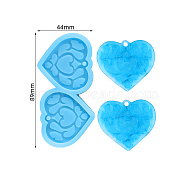 Heart DIY Pendant Silicone Molds, for Keychain Making, Resin Casting Molds, For UV Resin, Epoxy Resin Jewelry Making, Cornflower Blue, 89x44x6mm(SIMO-PW0001-322F)