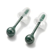 Ceramic Round Ball Stud Earrings, Stud Post Earrings, Teal, 4mm(EJEW-Q768-18C)