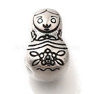 304 Stainless Steel European Beads, Large Hole Beads, Doll, Antique Silver, 13x8x9.5mm, Hole: 5mm(STAS-G350-05AS)