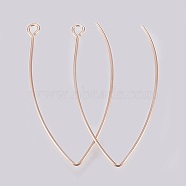 Ion Plating(IP) 304 Stainless Steel Earring Hooks, Ear Wire, with Horizontal Loop, Rose Gold, 41x22x0.8mm, Hole: 2.5mm, 20 Gauge, Pin: 0.8mm(STAS-K184-05-01RG)