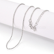 Brass Ball Chain Necklaces, with M Clasps, Real Platinum Plated, 17.32x0.06 inch(440x1.5mm)(NJEW-N054-12P)