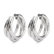 Brass Cuff Earrings, Split Non Piercing Earrings, Platinum, 22x12mm(EJEW-D088-18P)
