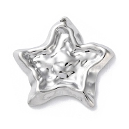 304 Stainless Steel Pendants, Textured, Star Charm, Stainless Steel Color, 28x29.5x3.5mm, Hole: 1.2mm(STAS-S152-04P-B)