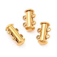 Ion Plating(IP) 304 Stainless Steel Slide Lock Clasps, Peyote Clasps, 2 Strands, 4 Holes, Tube, Golden, 14.5x10x6.5mm, Hole: 1.5mm(STAS-G071-51G)