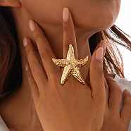 Starfish Alloy Adjustable Rings for Women, Light Gold, US Size 8 1/2(18.5mm)(RJEW-B108-02KCG)