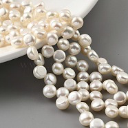 Natural Cultured Freshwater Pearl Beads Strands, Top Drilled, Two Sides Polished, Old Lace, 6~7mm, Hole: 0.5mm, about 29pcs/strand, 6.69 inch(17cm)(PEAR-A006-21)