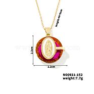 Luxury Fashionable American and European Style Brass Glass Virgin Mary Pendant Necklaces for Women, Red, 15.75 inch(400mm)(DB7560-7)