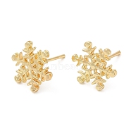 Snowflake Alloy Stud Earrings for Women, with 304 Stainless Steel Steel Pin, Cadmium Free & Lead Free, Light Gold, 12x11mm(PALLOY-Q447-22LG)