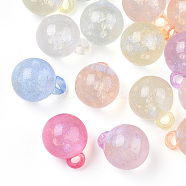Luminous Acrylic Pendants, with Glitter, Glow In The Dark, Round Charms, Mixed Color, 20x15.5mm, Hole: 3.5mm, about 200pcs/500g(OACR-E010-22)